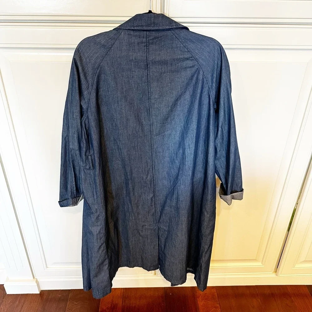 Do‎ + Be Women’s Dark Blue Chambray Tencel Duster Long Line Coat